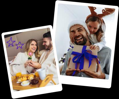 Uśmiechnięci ludzie z prezentami