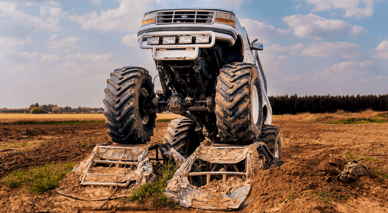 Tratowanie wraków Monster Truckiem | Warszawa