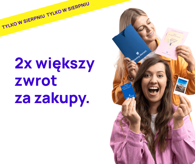dwie uśmiechnięte kobiety trzymające vouchery i karty podarunkowe Katalog Marzeń