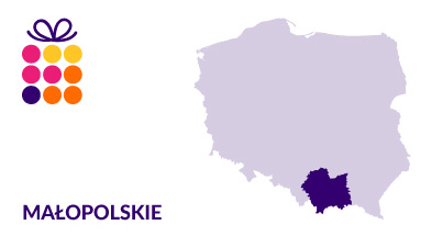 Mapa Polski z zaznaczonym województwem małopolskim