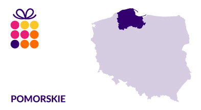 Mapa Polski z zaznaczonym województwem pomorskim