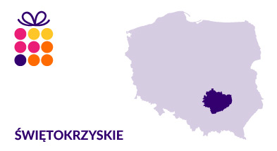 Mapa Polski z zaznaczonym województwem świętokrzyskim