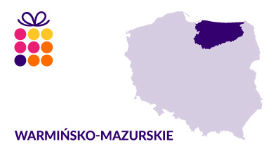 Mapa Polski z zaznaczonym województwem warmińsko-mazurskim