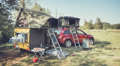 Camping w samochodzie wyprawowym - Słupsk (Samochód wyprawowy na weekend z przyczepą)
