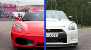 Pojedynek Ferrari F430 vs. Nissan GT-R - 1 okrążenie - Gdańsk (Tor Pszczółki, AUTOPREZENT)